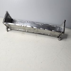 Vintage Silver Sugar Cube or Butter Tray made in India ihi footed